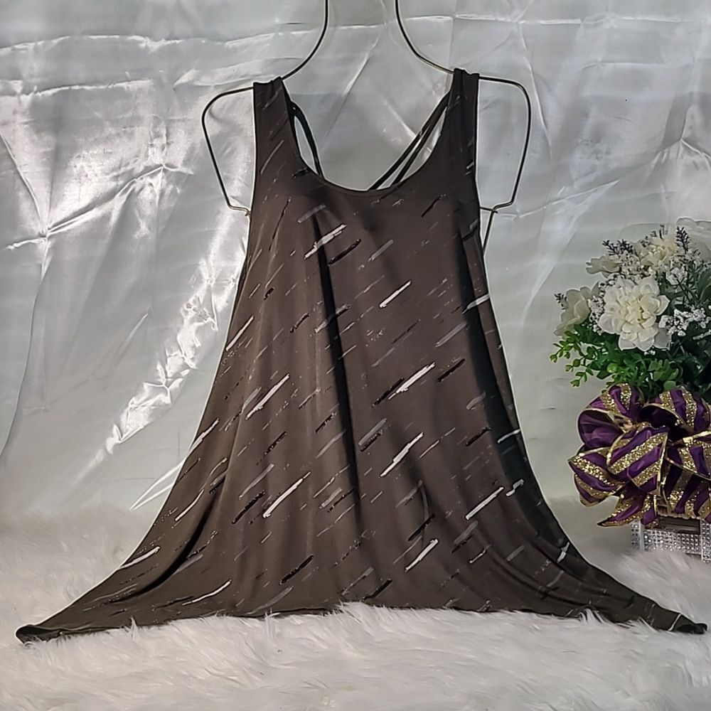 1854  Blouse Sleeveless  Green-Grey-Black Top